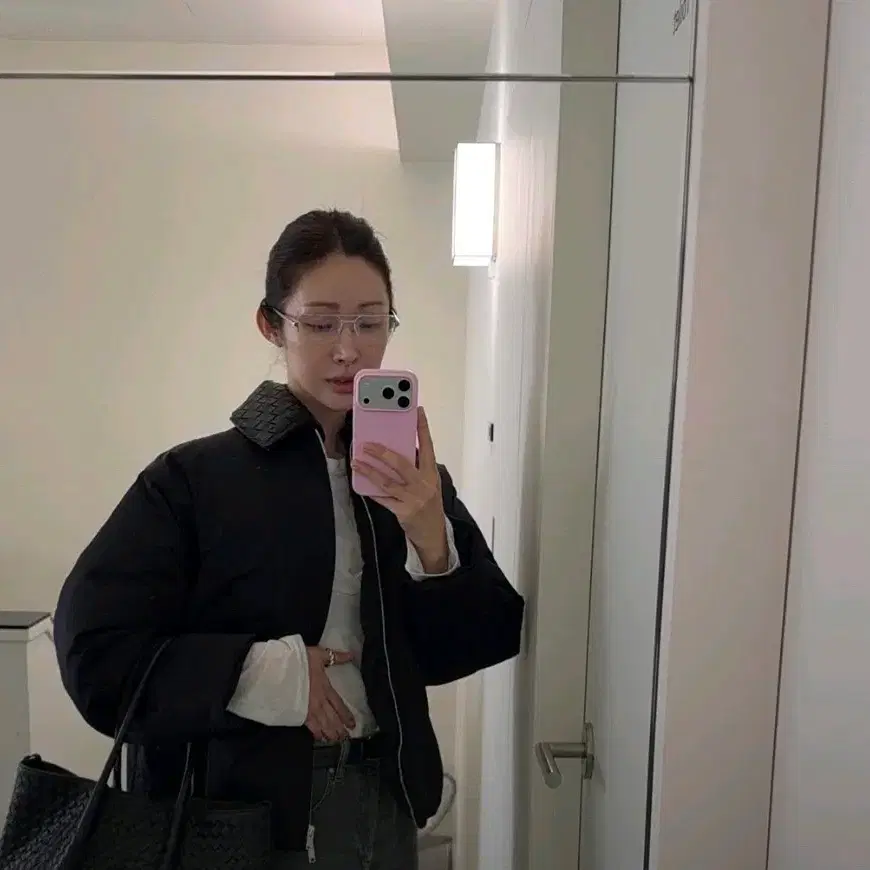 보테가베네타 코튼 트윌 인트레치아토 블루종