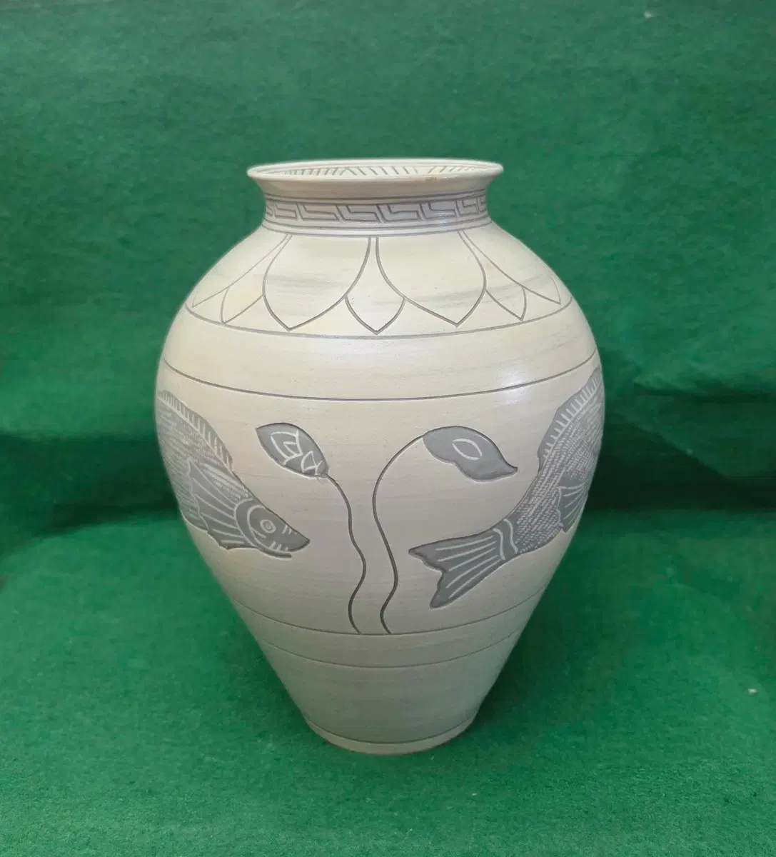 *청담 한창문 도자기 분청사기 연화 어문 항아리(높이/38cm)