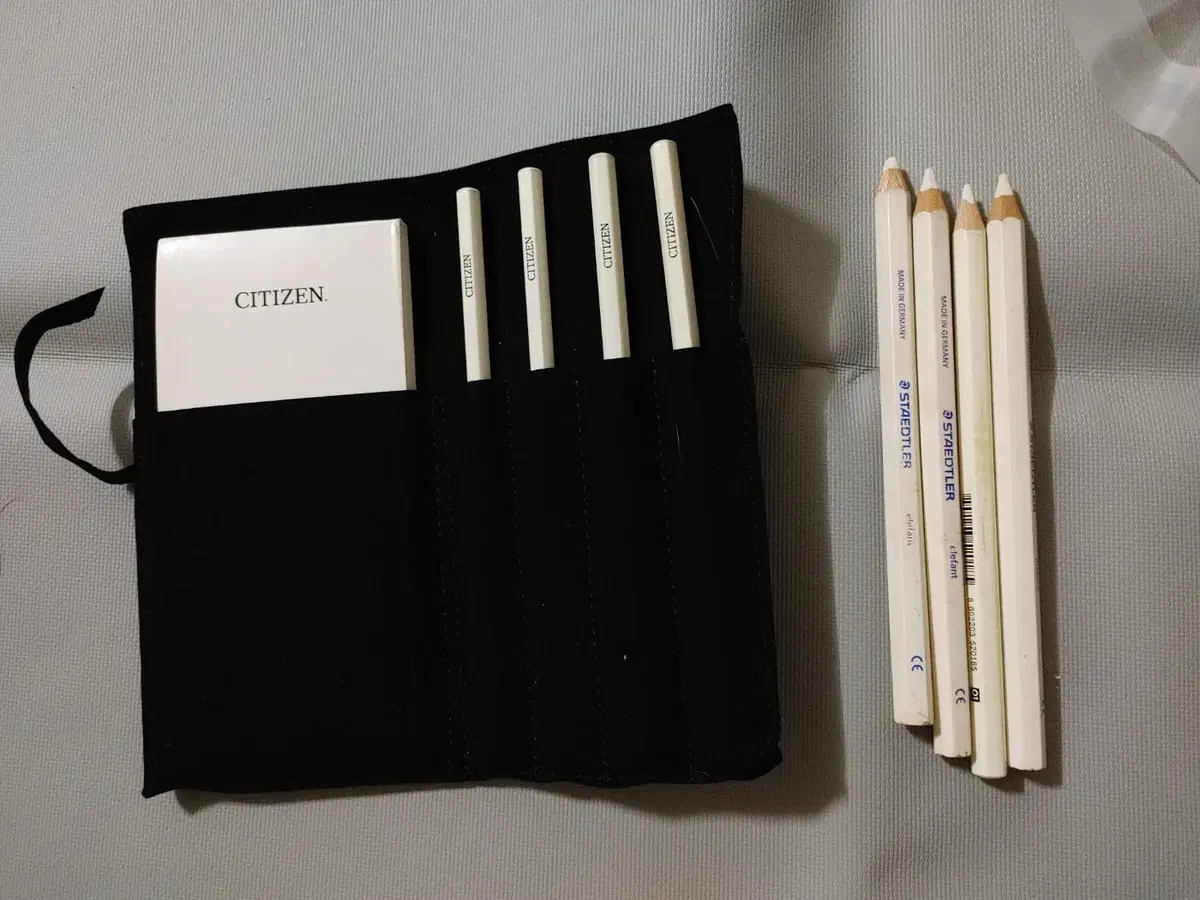 CITIZEN 시티즌 스웨이드 재질 파우치 메모지 연필 필기구 세트