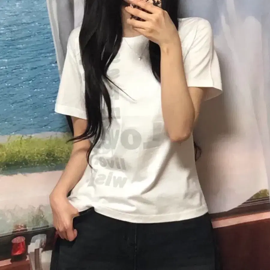 데일리템/기본핏] love 러브 반크롭 반팔 라운드넥 티셔츠 -흰색