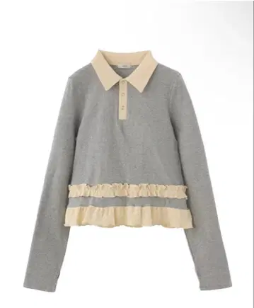 idem border frill polo shirt 그레이