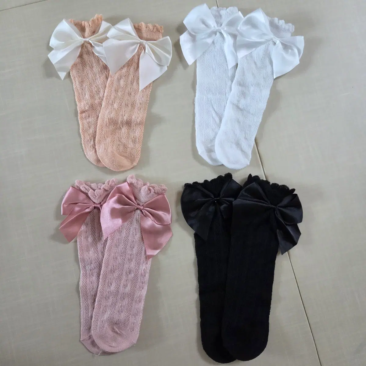 (새상품) 아기 여아 프릴 니삭스 반스타킹 양말 4종세트