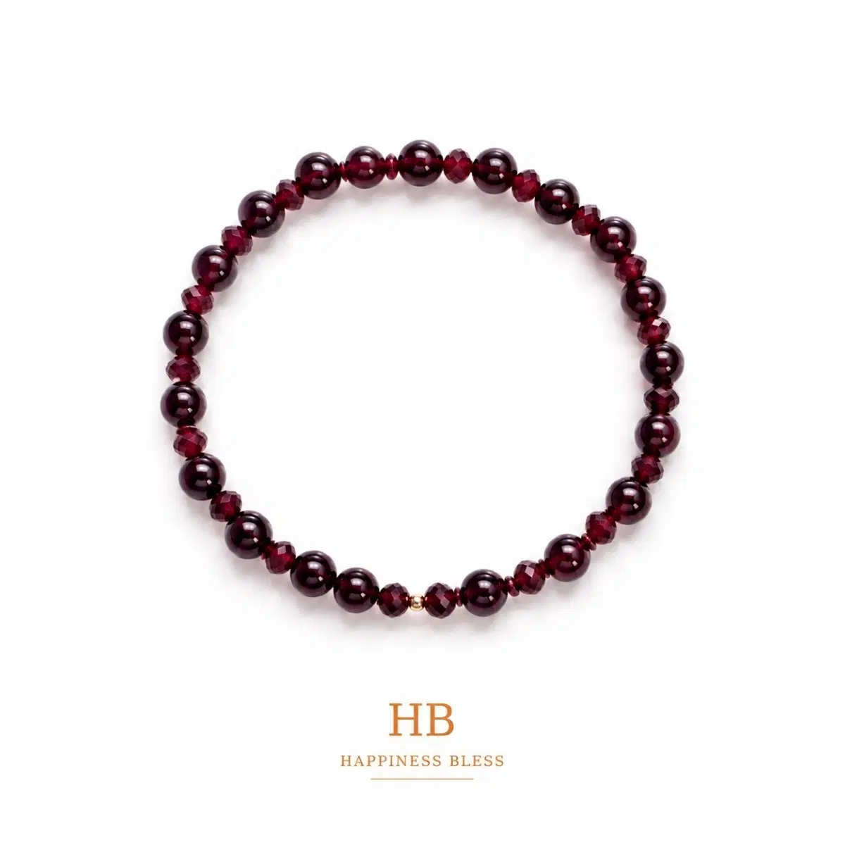 1월 탄생석 가넷 원석팔찌 6mm+4mm 컷팅 14K 골드필드