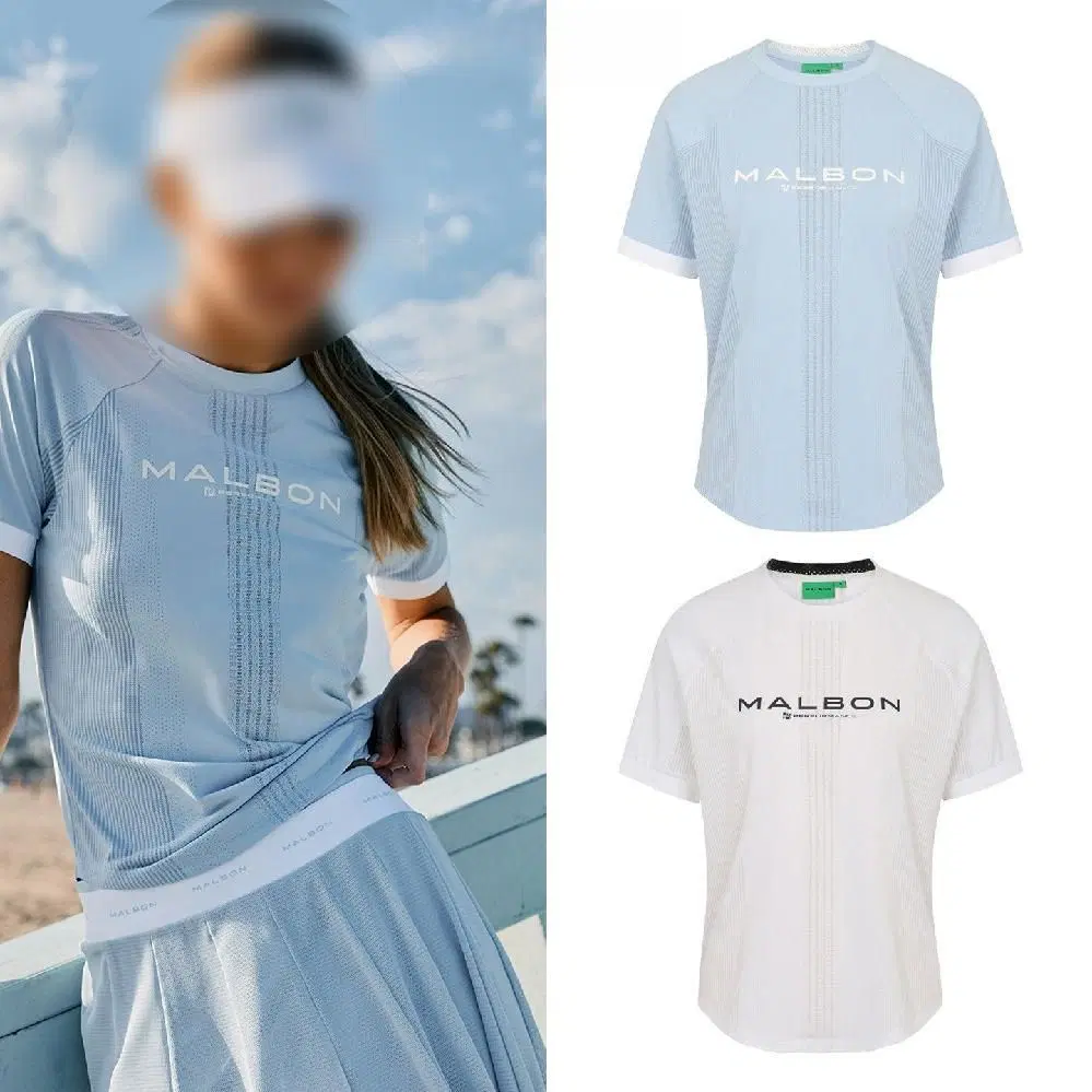 MALBON 말본 반팔 티셔츠 메쉬 라운드넥