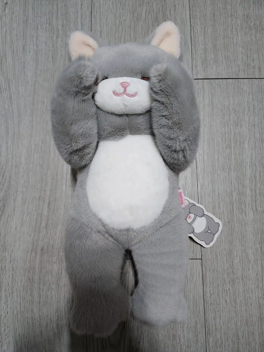 부끄럽냥 고양이 인형 (그레이)