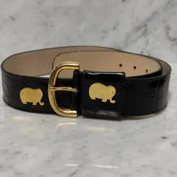 FURLA 훌라 벨트 천연 가죽 블랙 검정 코끼리 엘리펀트 금 로고