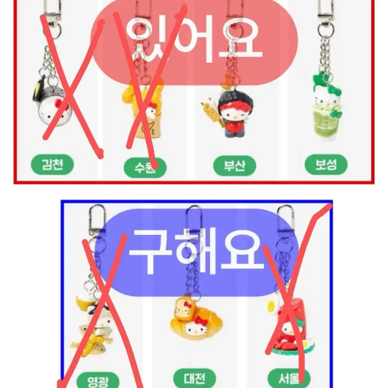 올리브영x텐바이텐 헬로키티 키링 교환구함 (부산,보성->대전구함)