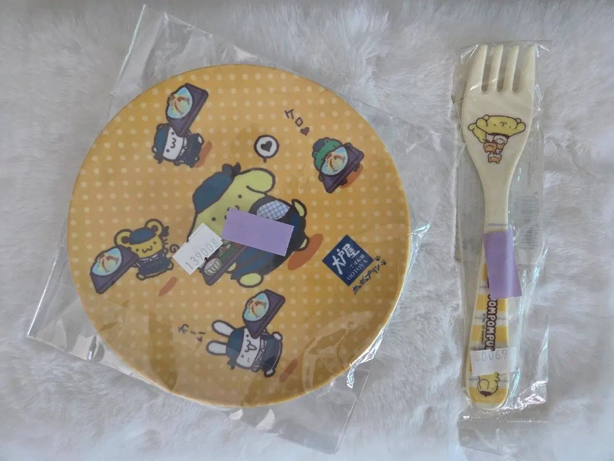 산리오 폼폼푸린 접시+포크 세트