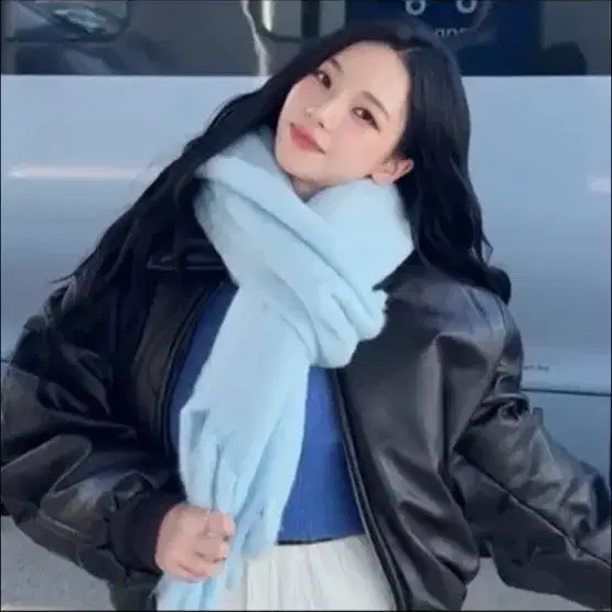 카리나 목도리 앵브록스 코튼 캔디 머플러 블루 새상품