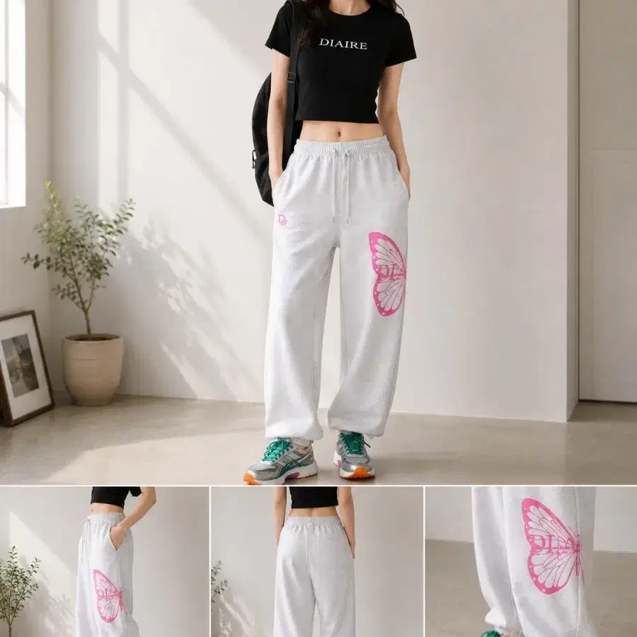 디아레 나비 프린팅 조거 트레이닝 팬츠