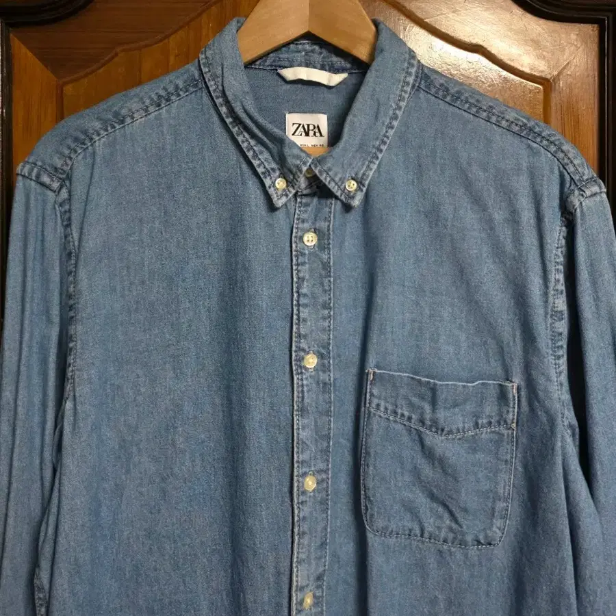 자라 청셔츠 L 105 Zara 오버핏 워싱 블루 데님 셔켓 아우터 정장 캠핑 러닝 등산 골프 무신사