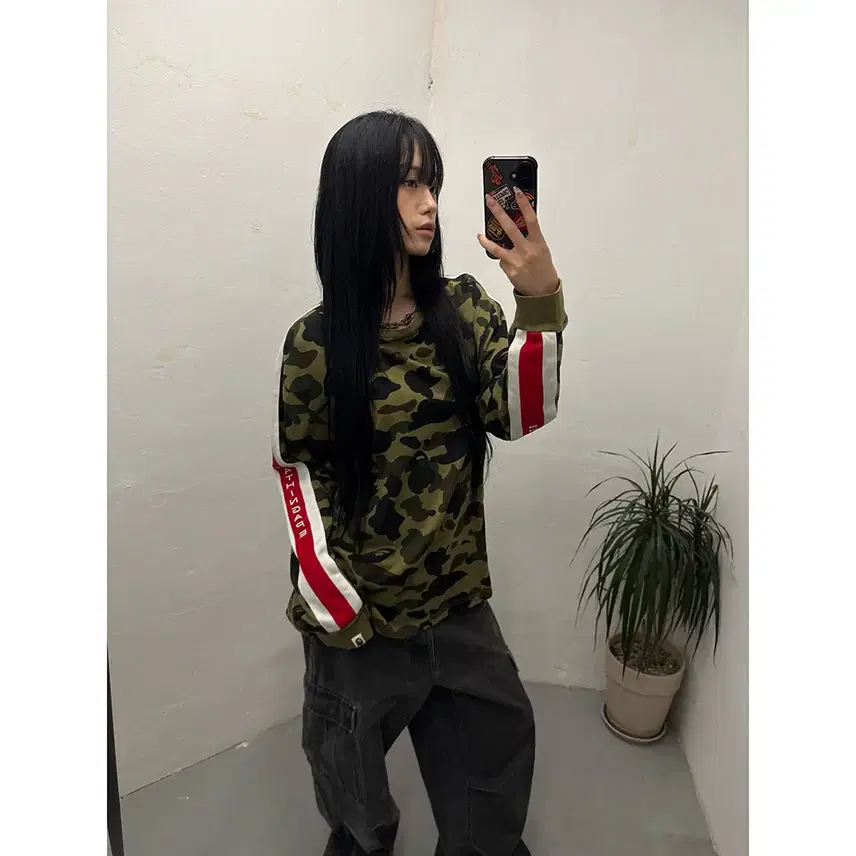 A BATHING APE BAPE Logo Tape 1st Camo L/S Tee