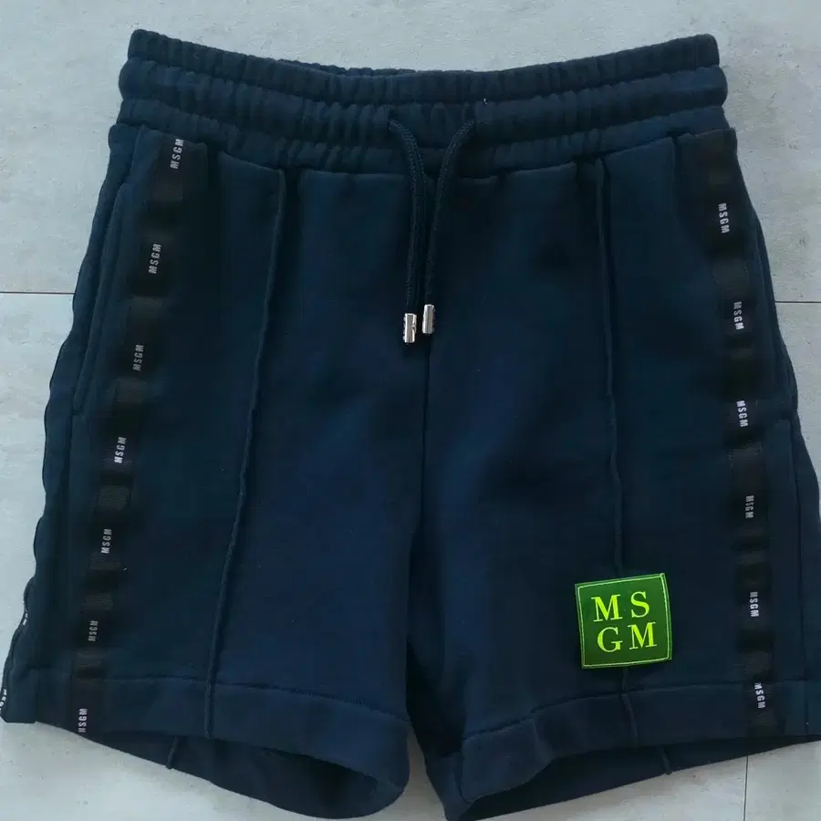 MSGM 로고 밴딩 반바지 네이비