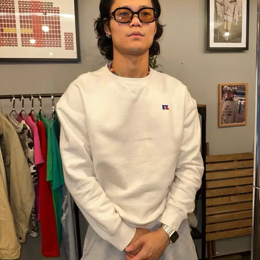 러셀 애슬레틱 맨투맨 화이트 XL
