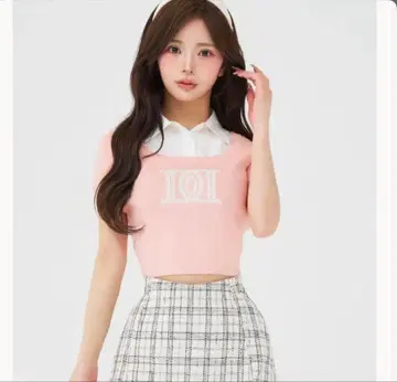 Darich 다리치 니트 반팔 상의 핑크
