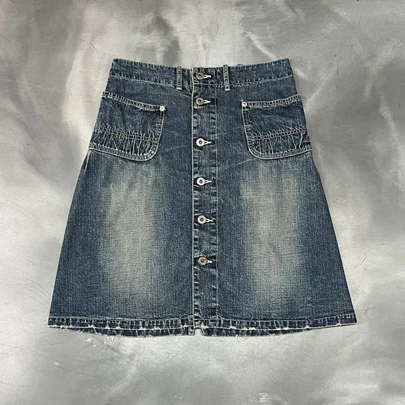 존불 버튼 데님 스커트 y19113