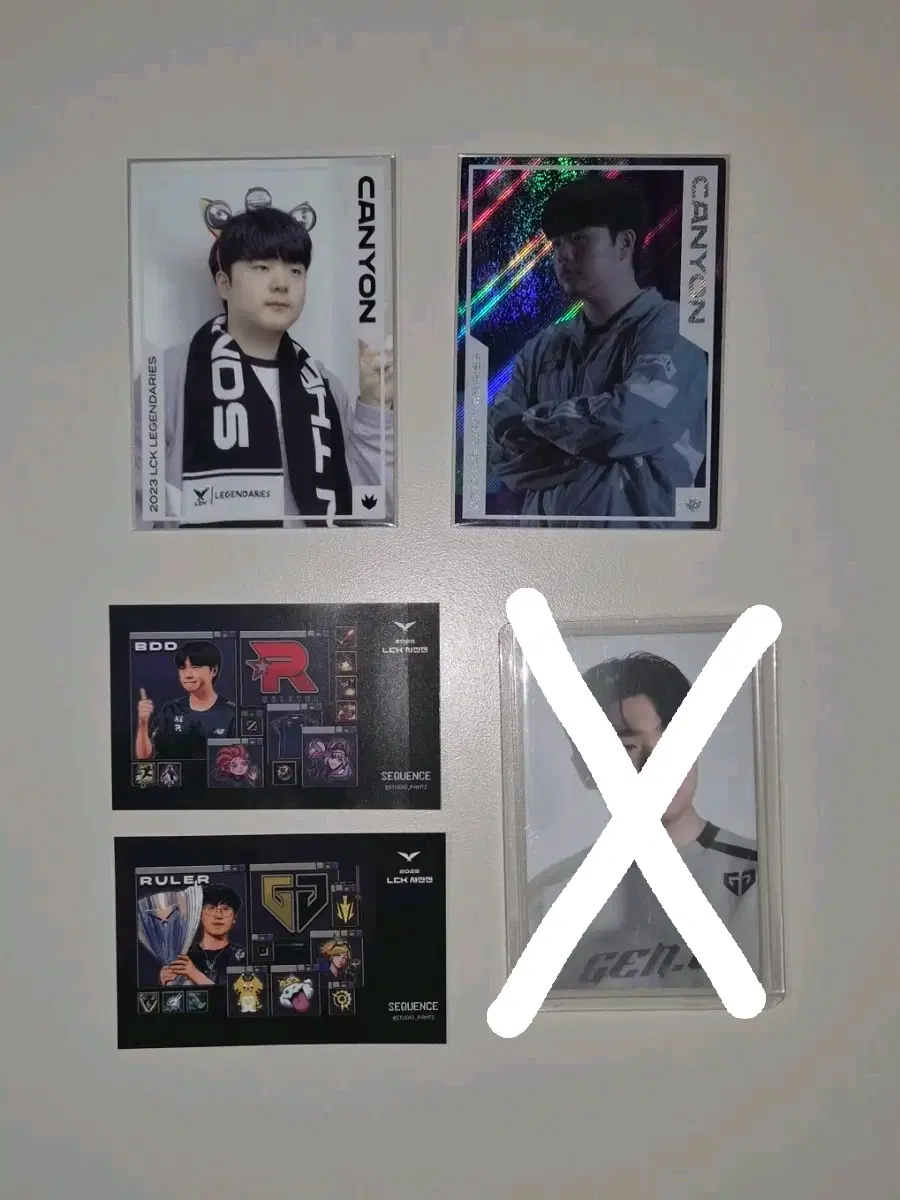 LCK 레전더리스 카드 캐니언 레어 + 일반 일괄 김건부 젠지 포카 사진전 스티커 비디디 룰러 사진전