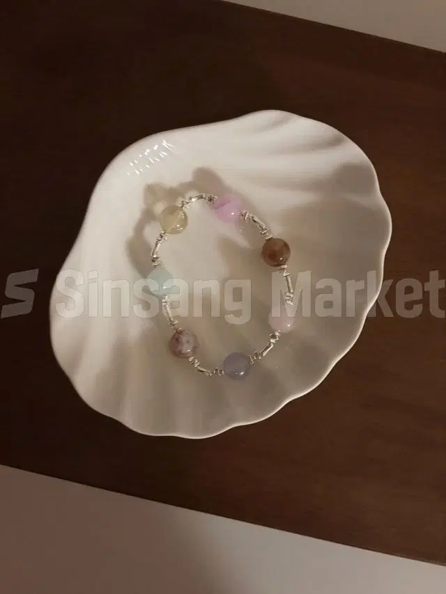 [빠른발송] 팔찌 실버925 심플 멀티원석 포인트 미니은바 믹스 밴딩팔찌