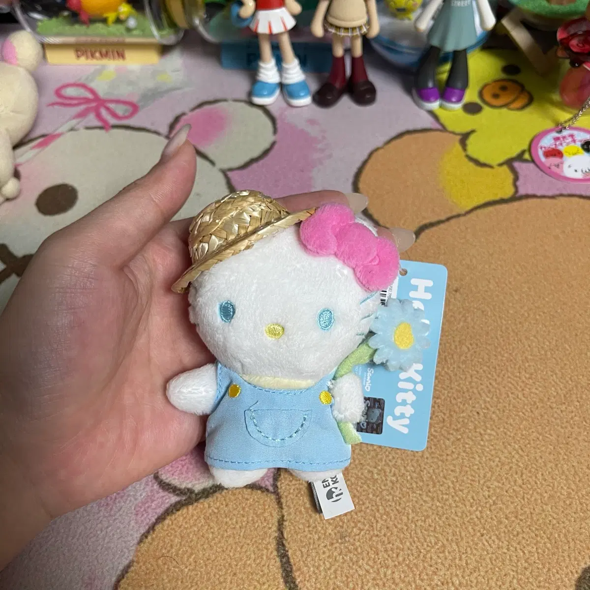 헬로키티 멜빵 인형 밀짚모자 인형 키티인형 고전 헤이세이 가챠 산리오
