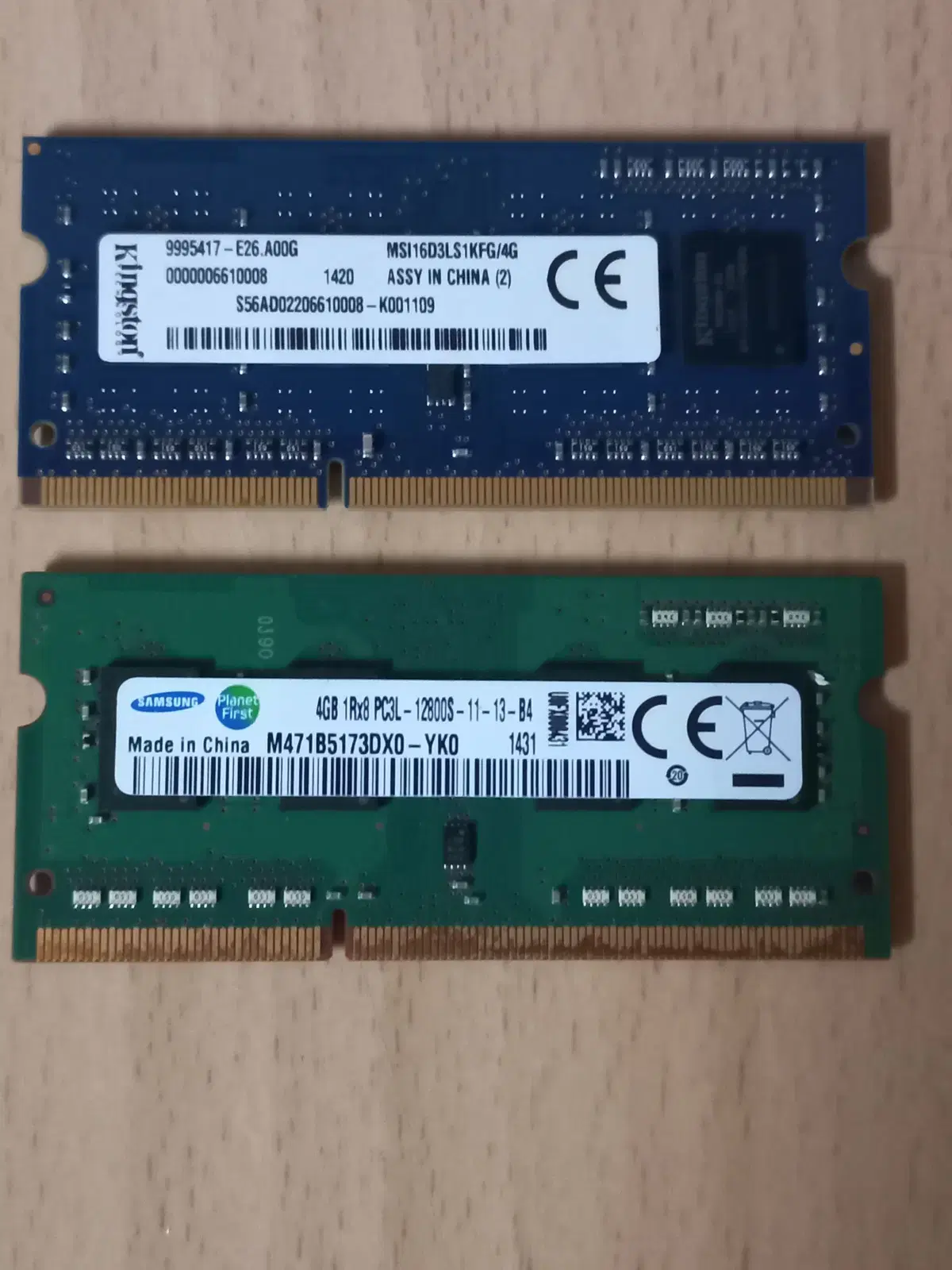 노트북용 DDR3L 저전력 4GB 램 2개