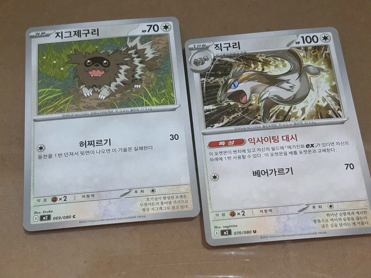 지그재구리/직구리 포켓몬 카드 2장 일괄 덱소스 도감용 도감작