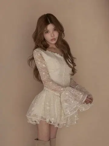 Darich 페어리 레이스 프릴 미니 원피스 IVO