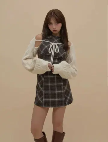 andmary 앤드마리 Mimi 체크 세트 미니 드레스