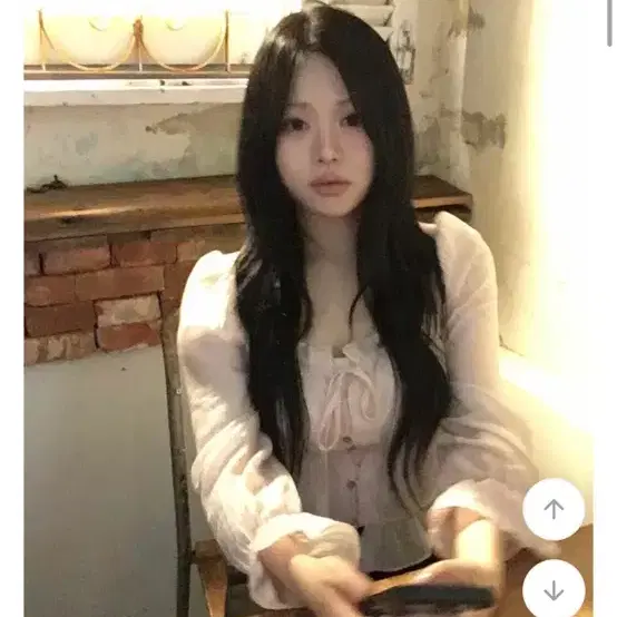 시스루 리본 프릴 블라우스