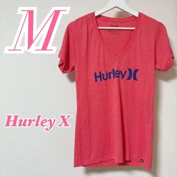 Hurley V넥 티셔츠 핑크 M사이즈 캐주얼 코디 스포츠