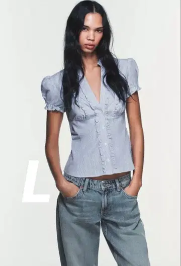 ZARA 슬릿 포플린 셔츠 L
