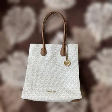 MICHAEL KORS 토트백 MK 로고 화이트 브라운