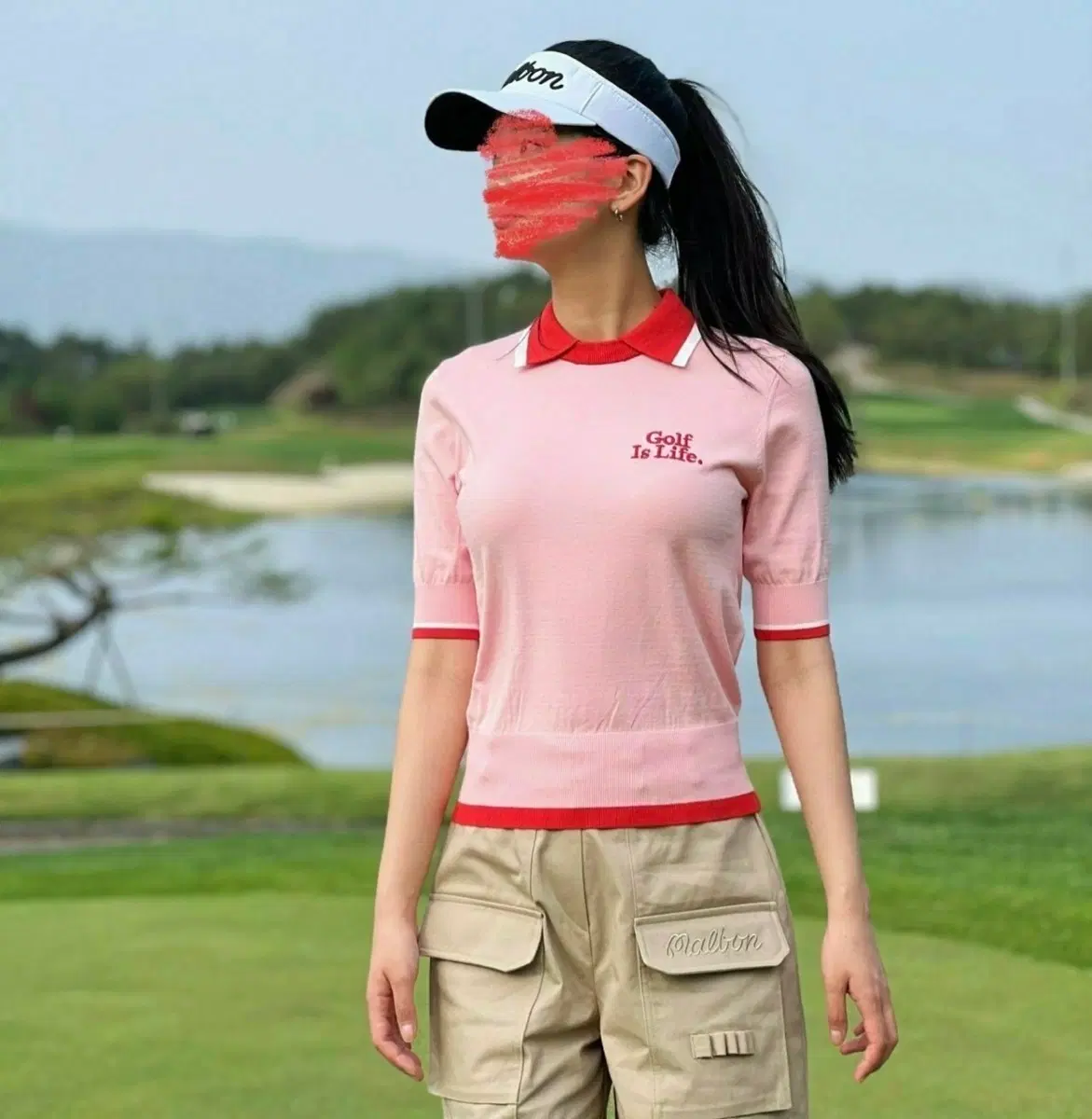 말본 여성 우들리 반팔 카라 스웨터