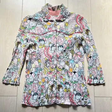 TSUMORI CHISATO 츠모리치사토 올 패턴 주름 가공 셔츠 7부 소매