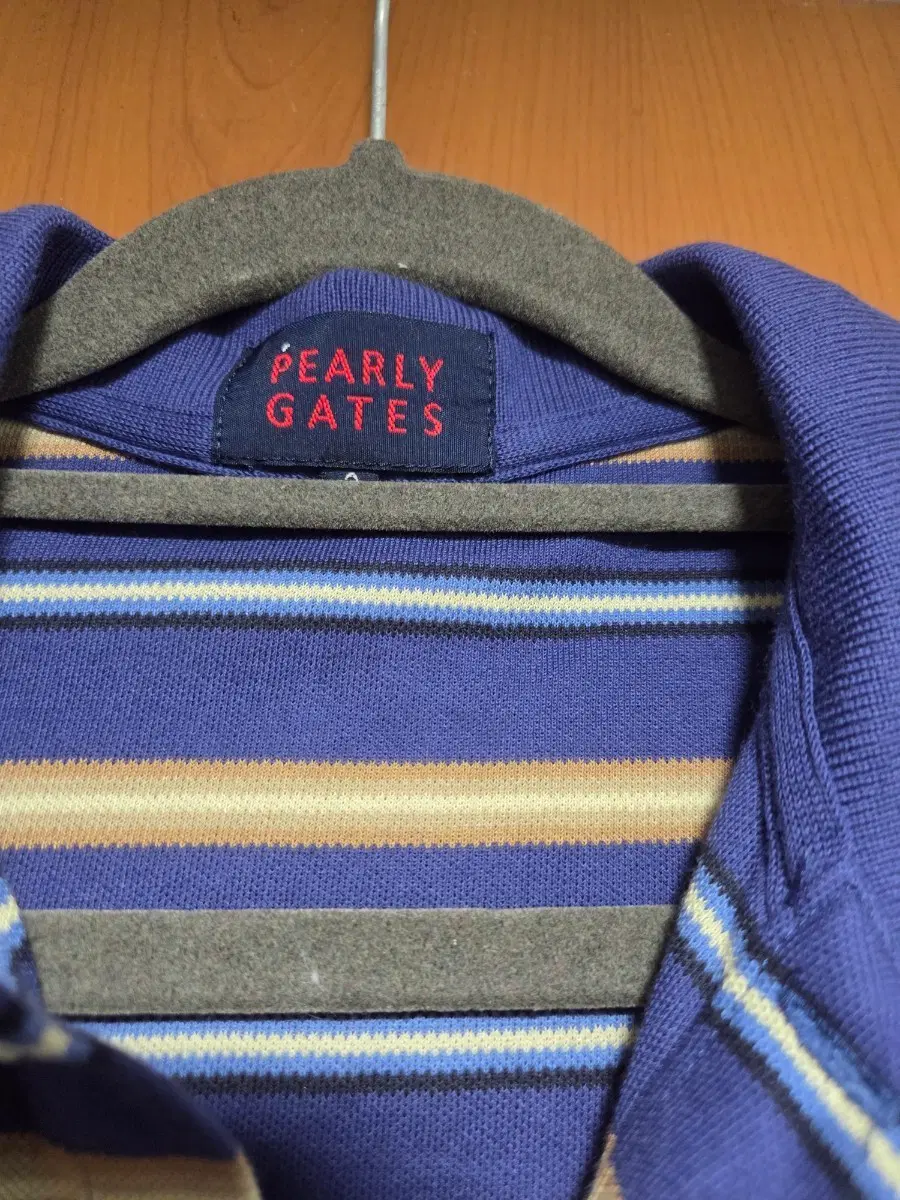 PEARLY GATES 스트라이프 카라티 퍼플