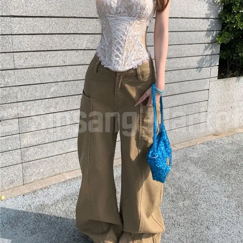 [빠른발송] 가을 포레 포켓 와이드 롱 팬츠 스트릿 하체커버 소재탄탄 데