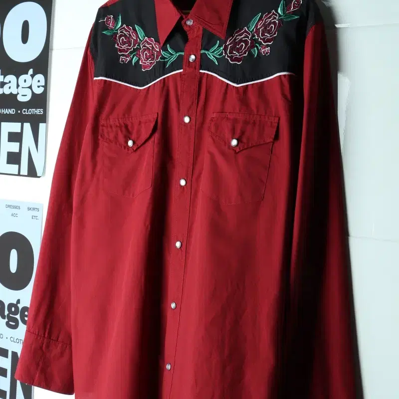 (L-XL) 하이눈 셔츠 남방 USA 웨스턴 버건디 넝쿨-H37490