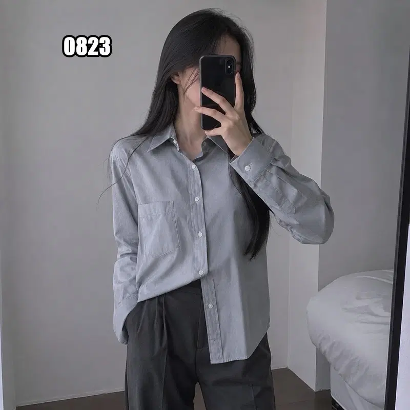 L 아르마니 콜레지오니 스트라이프 드레스 셔츠