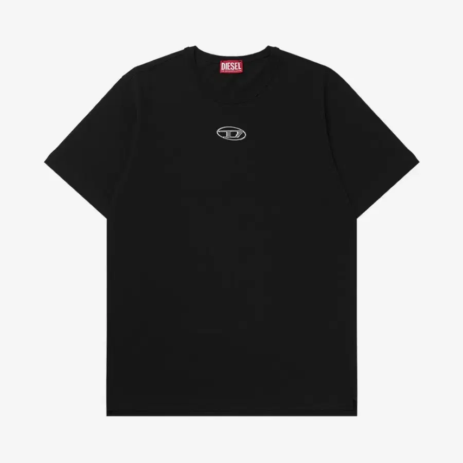 디젤 T-어드저스트-Od 메탈릭 오발 D 티셔츠 블랙