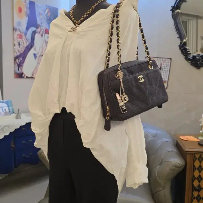 샤넬 패브릭 카메라백