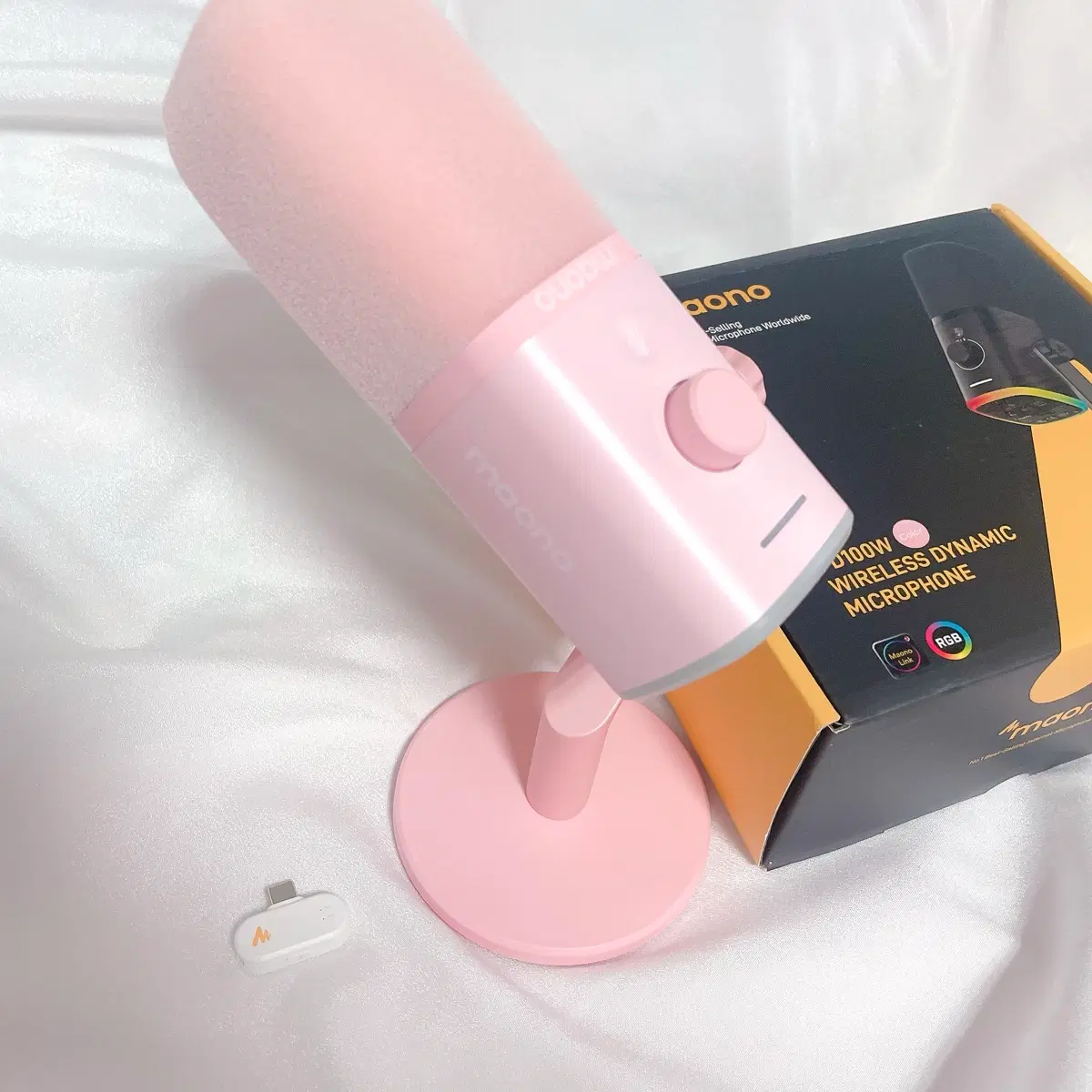 마오노 유무선 노이즈캔슬링 마이크 PD100W 핑크
