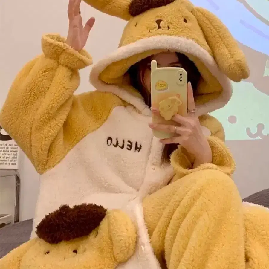 산리오 폼폼푸린 극세사 털잠옷 파자마