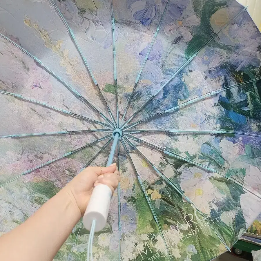 플라워 패턴 양산/우산 UV차단 전자동 (새제품)