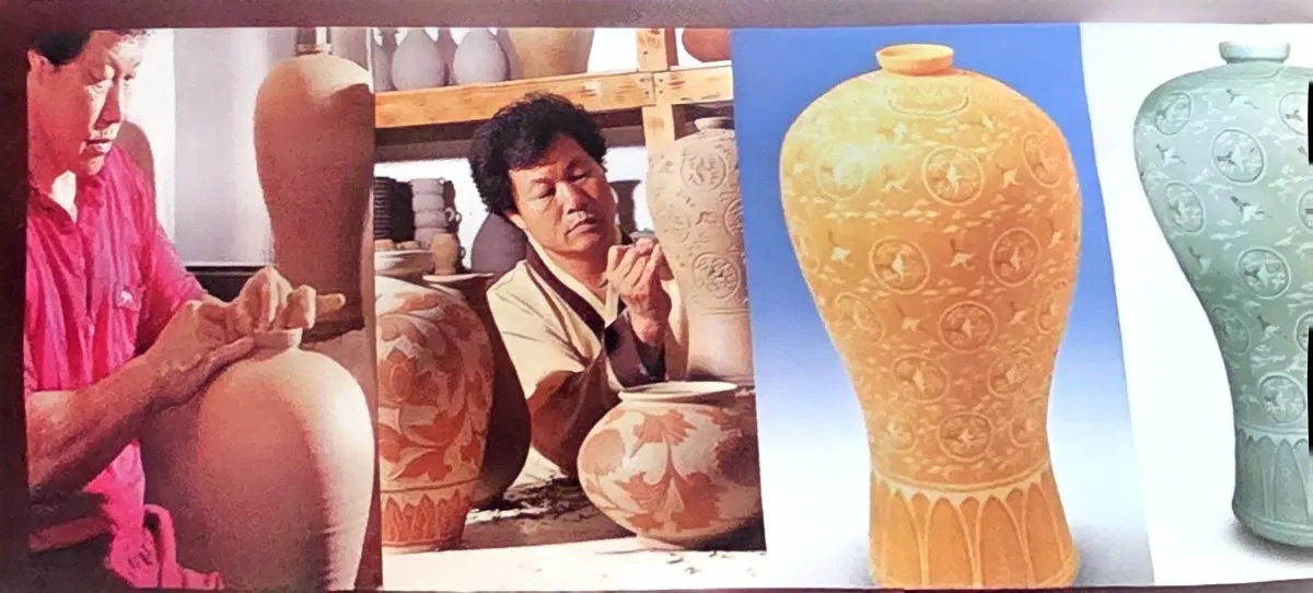 강진 건형요 이막동 청자 운학문 효식기 세트/전용 목함작가자료 포함