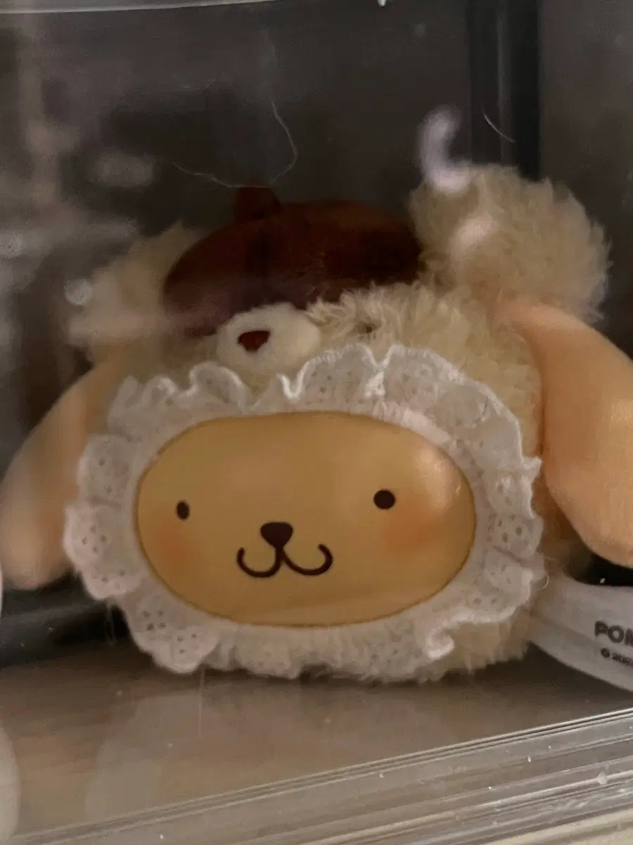 산리오 플러피 테디베어 인형 키링 폼폼푸린