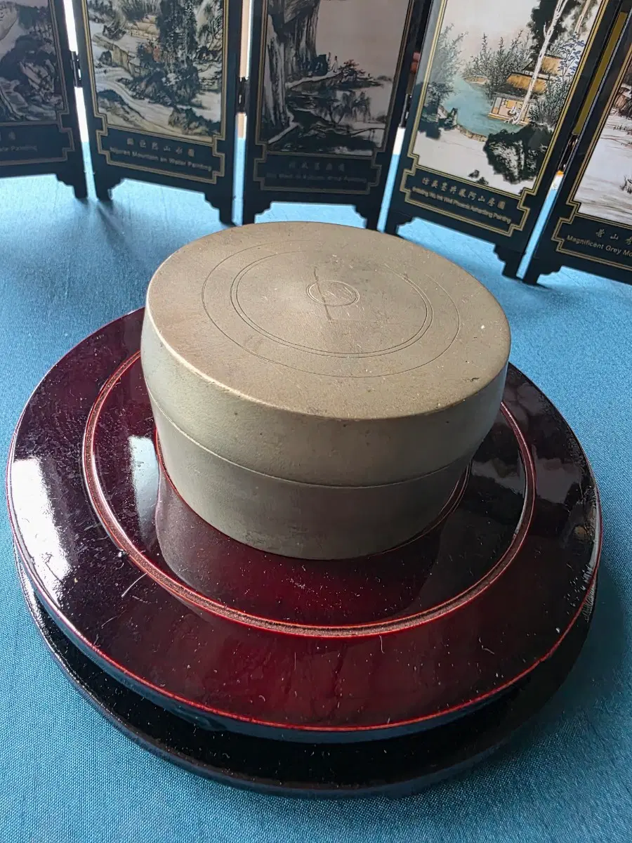 빈티지 황동 유기합/동심원문 소형 동합-향합 7.6cm
