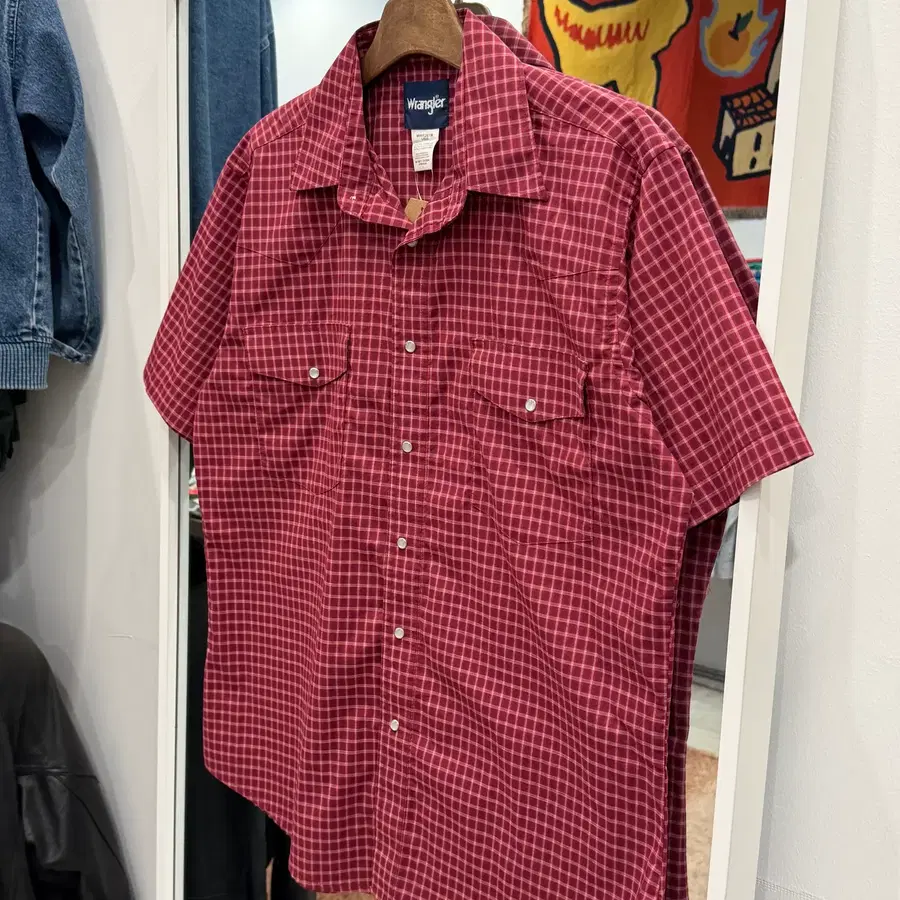 Wrangler 랭글러 웨스턴 체크 반팔 셔츠