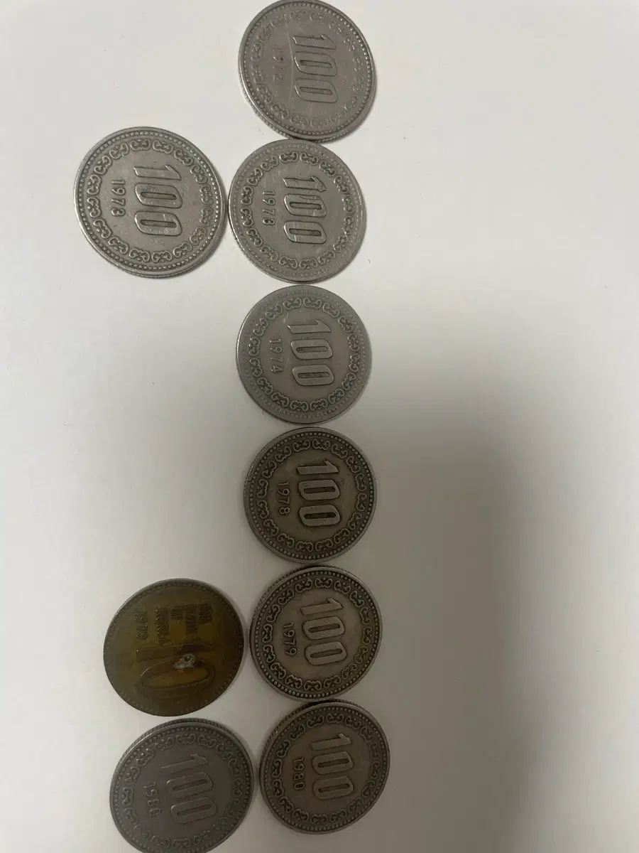 100원 동전 세트 1973 1974 1978 1979 1980