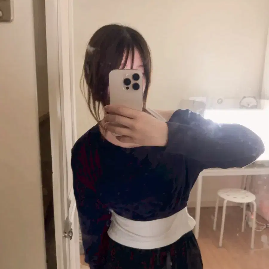 나시 남색 긴발 티셔츠