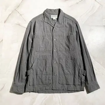 A19046 사사프라스 멜란지 샴브레이 스탠드 칼라 워크 셔츠 자켓 그레이 S