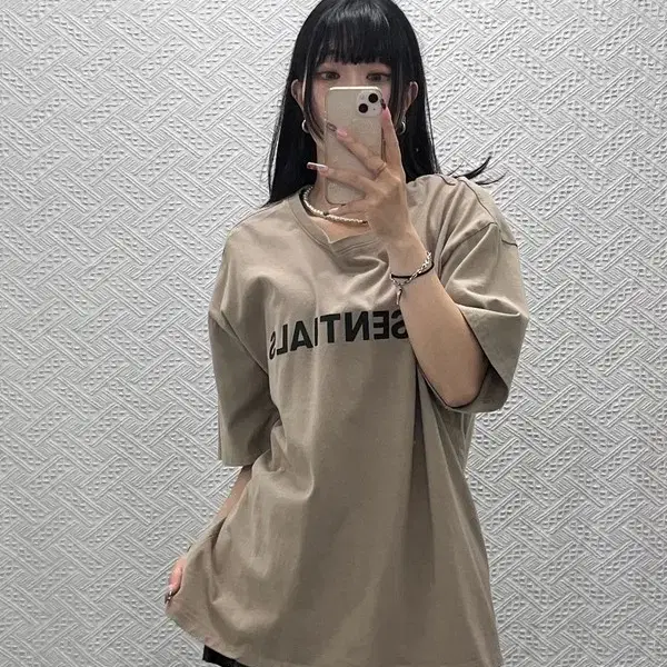 피어 오브 갓 에센셜 빈티지 캐주얼 오버핏 오트밀 반팔티 XL C14387